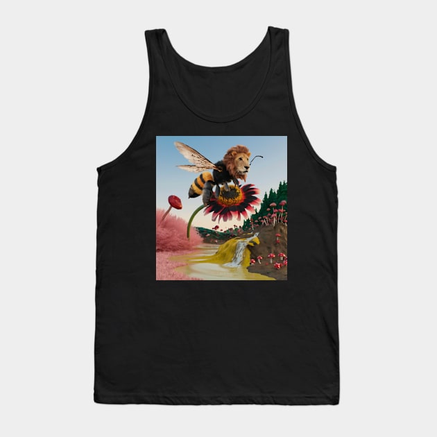 AI generated lion bee on daisy Tank Top by Catbrat